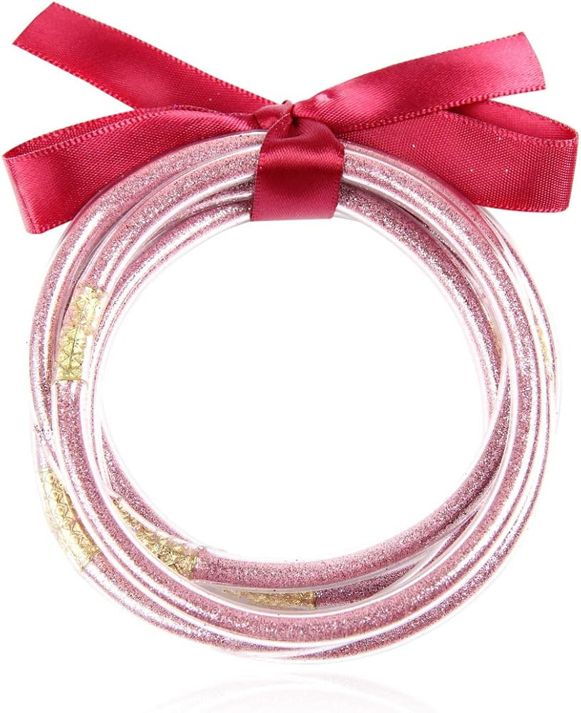 RIAH FASHION Glitter Jelly Stacking Bangle Set - Prayer Waterproof Sparkly Powder Multi Layer Fri... | Amazon (US)