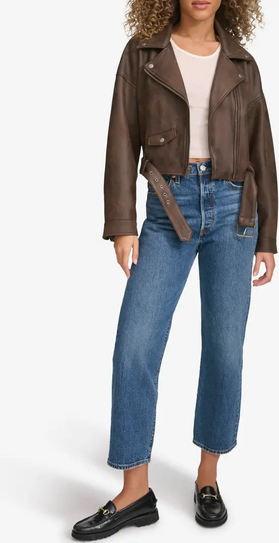 Levi's® Relaxed Crop Faux Leather Moto Jacket | Nordstrom | Nordstrom