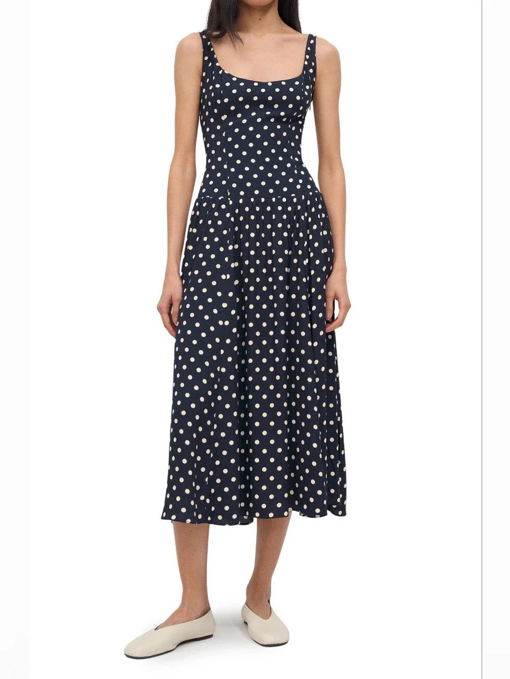 Reformation Bellarose Polka Dot Dress Navy and White Polka Dot Maxi Dress DM4 | Poshmark