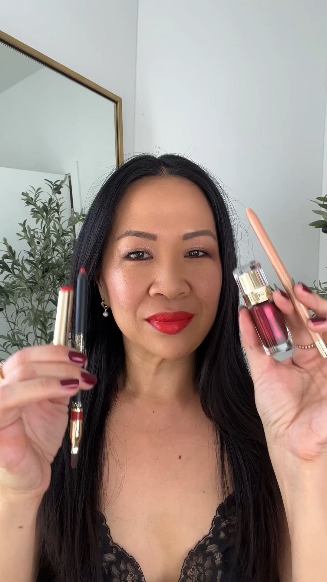 #ad Holiday ready with this glam look of red + champagne tones with the @dolceandgabbana_beauty Dazzling Red Holiday Set. Has four full-sized products and also comes in with a complimentary perfume! Shades include:

- It’s Lit! All Over Micro Highlighter in shade 03 Golden Hour
- My Lip Overliner 8H Lasting Easy Glide Sculpting Lip Pencil in shade 09 Bright Red
- My Sculpt Satin Lasting Color & Hydration Lip Stylo in shade My 25.12
- Nailed It! Quick Dry Lasting Nail Lacquer in shade 06 G.O.A.T.
- A complimentary 5mL Devotion Eau de Parfum

#DGBeauty #DGMakeup #DGHoliday

#LTKBeauty #LTKHoliday