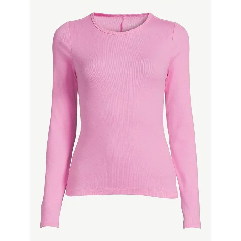 Free Assembly Women's Ribbed Crewneck Top with Long Sleeves | Walmart (US)