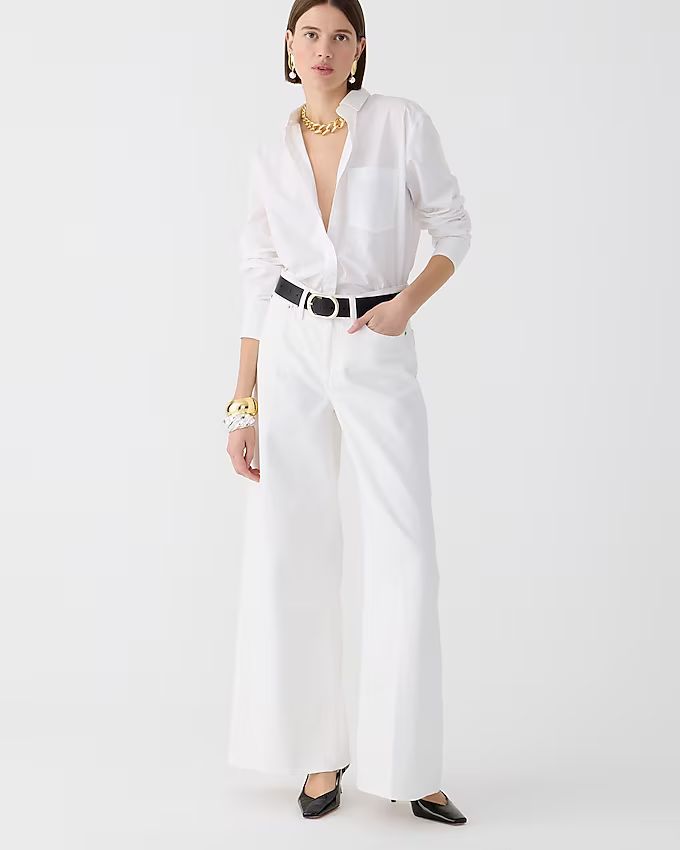 High-rise superwide-leg jean in white | J.Crew US