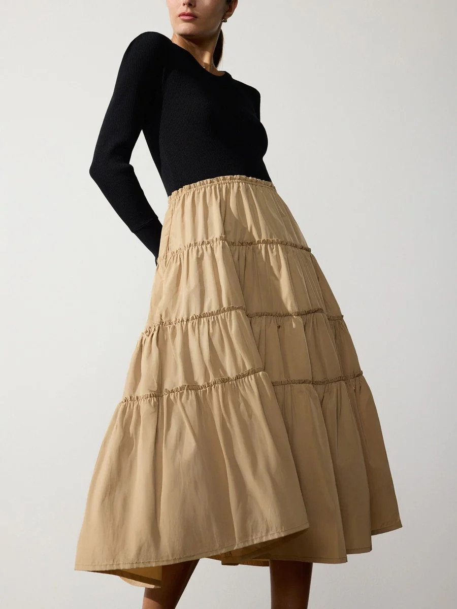 Women's Ava Tiered Dress in Camel Combo | Brochu Walker | Brochu Walker