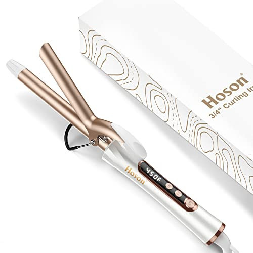 3/4 Inch Curling Iron for Short Hair, Dual Voltage Hair Curling Iron Ceramic, Professiona Curling Wand Tourmaline(Champagne Gold) | Amazon (US)