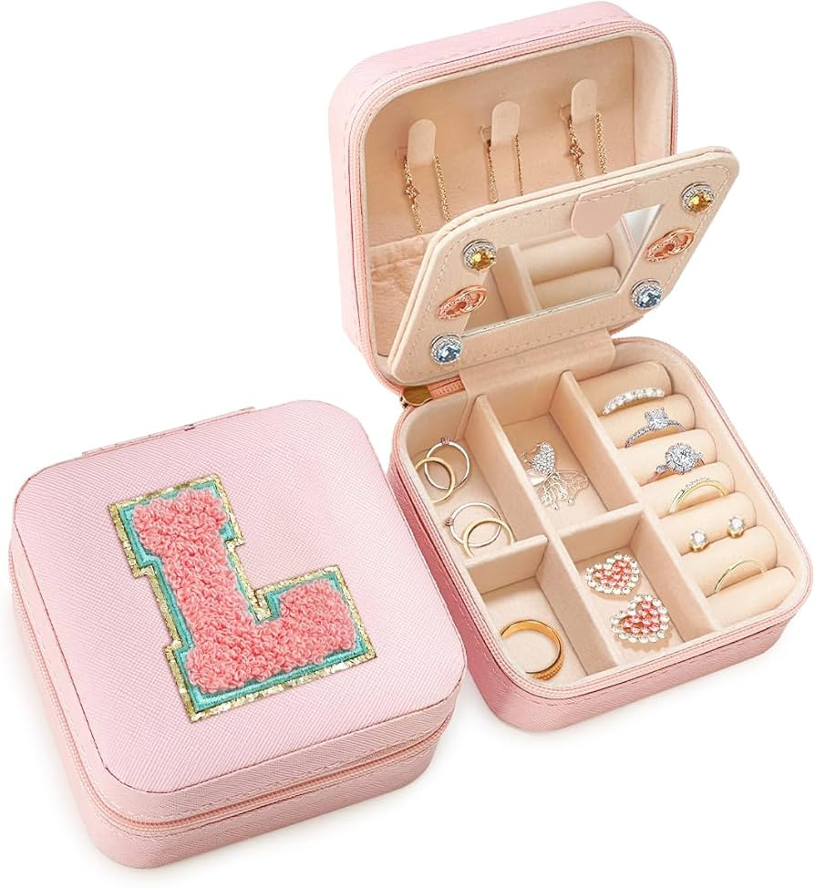 SANDJEST Personalized Jewelry Box, Pink Travel Jewelry Box with Initial L, Small Monogrammed Jewe... | Amazon (CA)
