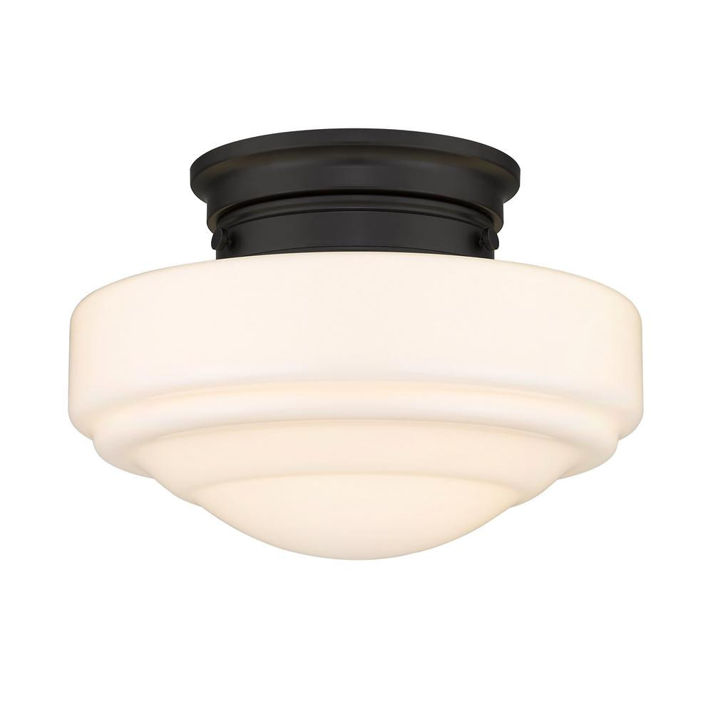Golden Lighting Ingalls 12 in. 1-Light Matte Black Semi-Flush Mount | The Home Depot