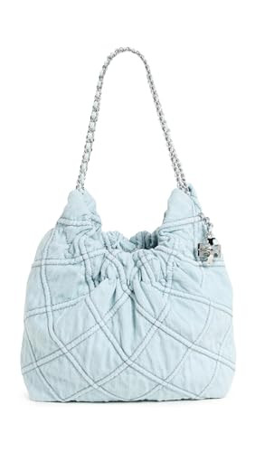 Tory Burch Women's Fleming Denim Mini Hobo Bag, Seltzer, One Size | Amazon (US)