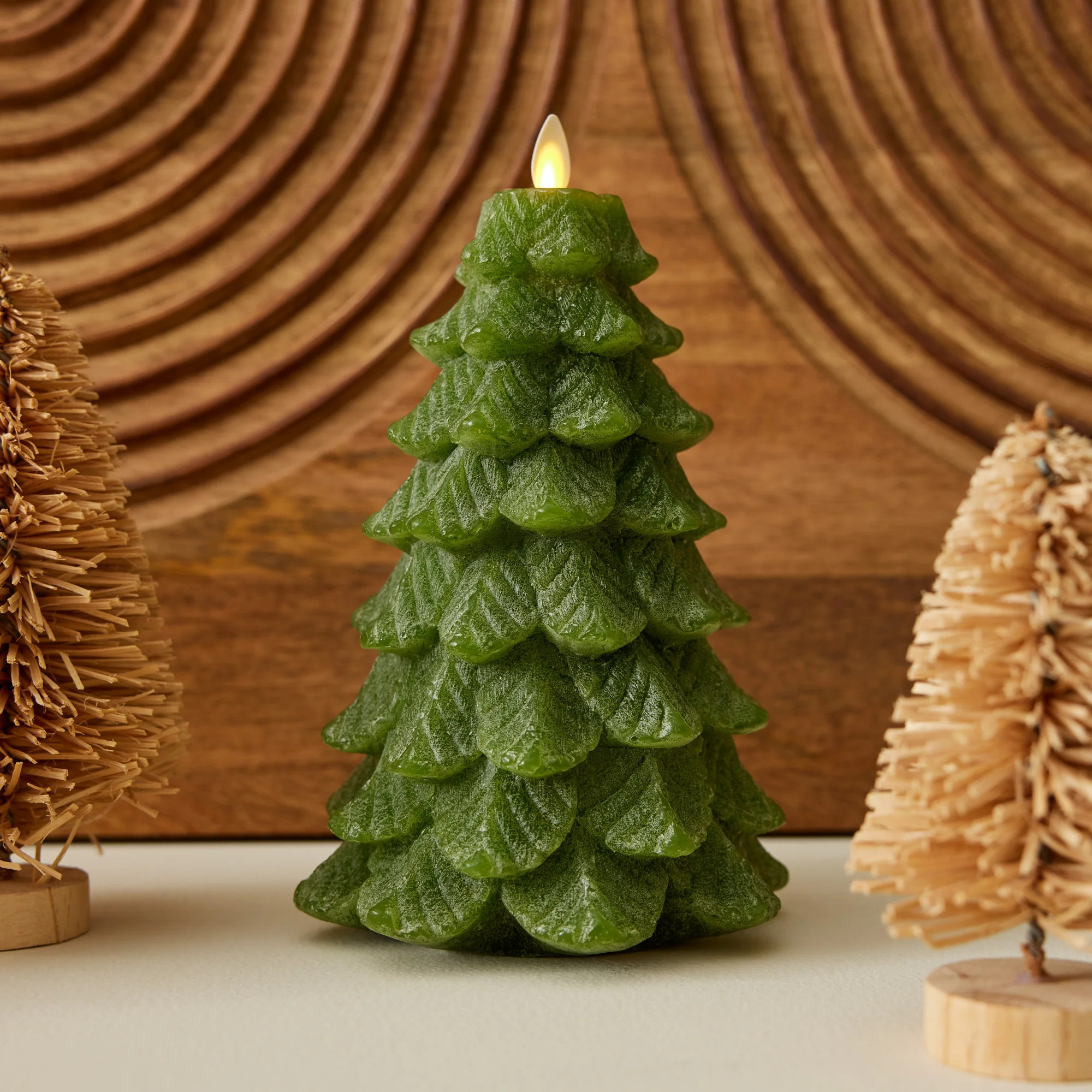 Chalky Green Holiday Tree Flameless Candle | Luminara