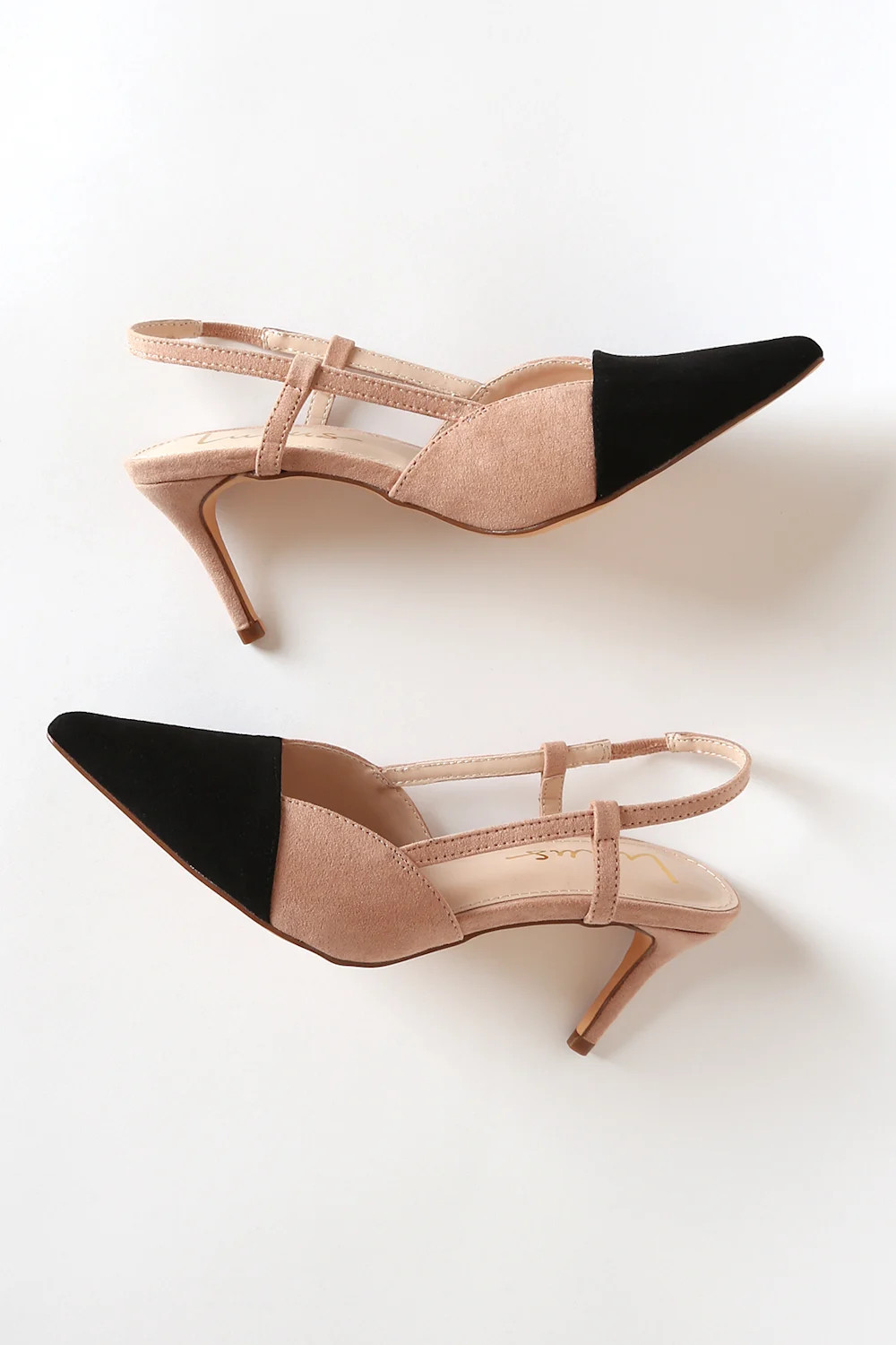 Steviee Black and Beige Pointed-Toe Slingback Pumps | Lulus (US)