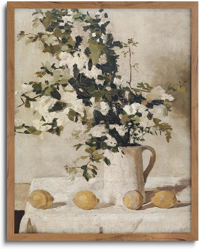 JOWOROLO Vintage Flower Poster - Lemon Still Life Wall Decor- Framed Canvas Prints Wall Art Home ... | Amazon (US)
