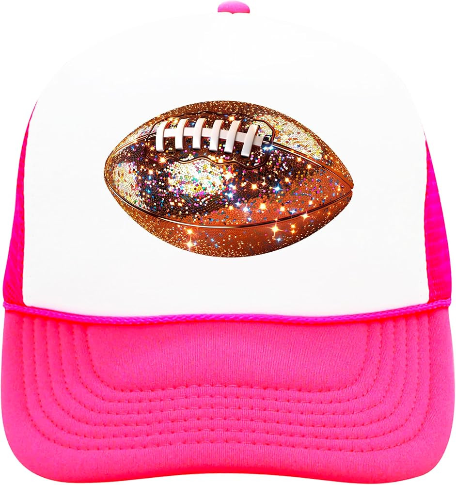 Glitter Football Trucker Hat for Women and Teens Classic 5 Panel Mesh Snap Back | Amazon (US)