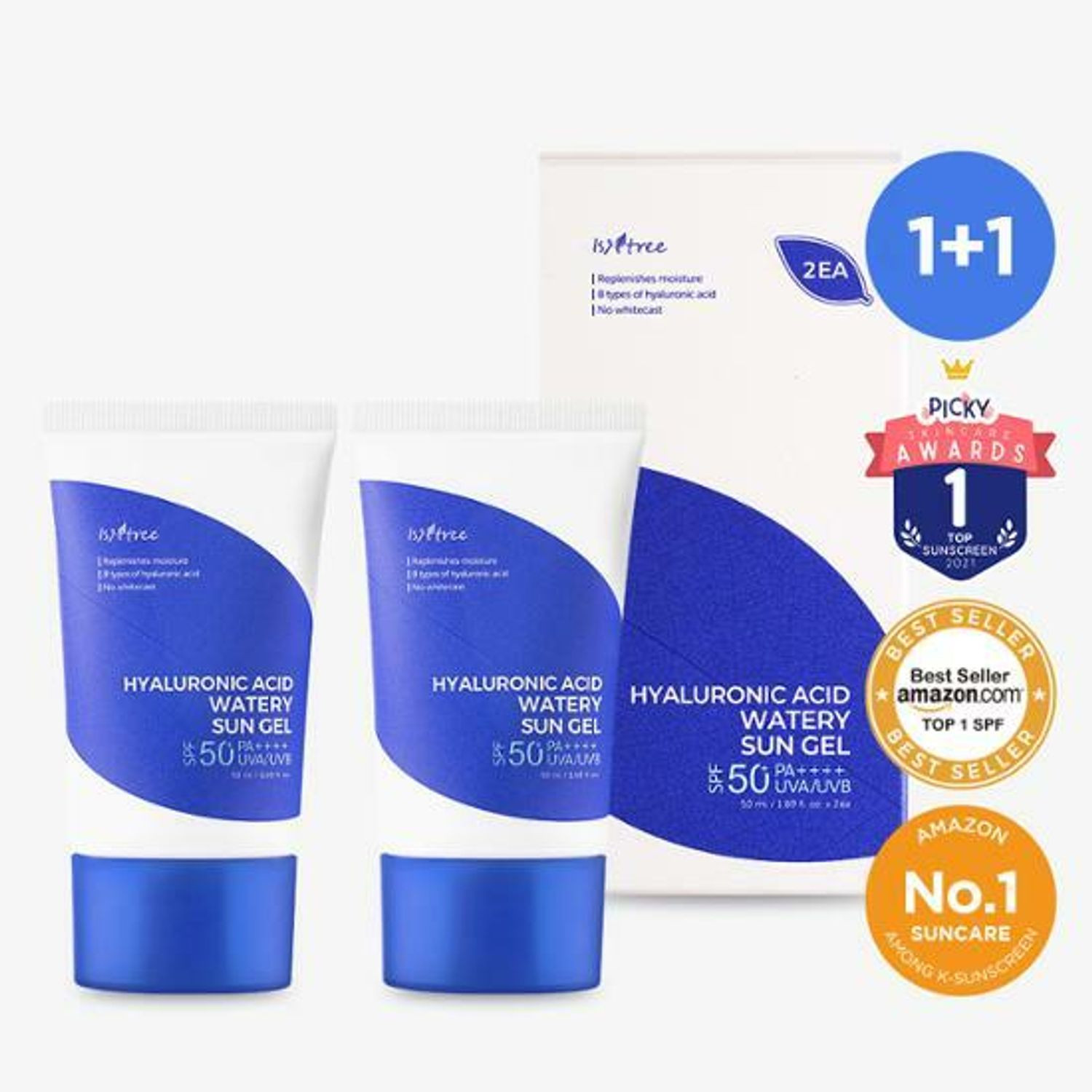 Isntree Hyaluronic Acid Watery Sun Gel Double Set (50mL+50mL) | Olive Young Global
