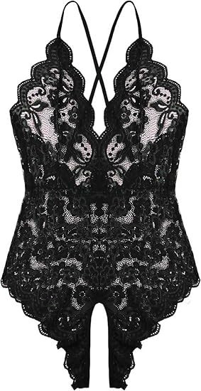 Women One Piece Lingerie Sexy Teddy Lingerie V Neck Sexy Bodysuit Lace Nightie | Amazon (US)