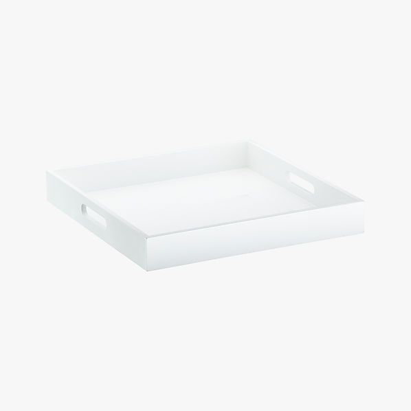 square hi-gloss white tray | CB2