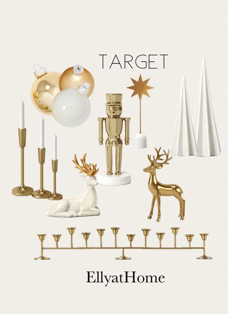 New at Target long candleholder, elegant white and gold decor, ornaments sets. Trees, deer, bells. Holiday, Christmas home decor accessories. Shop your favorites early! Fee shipping. 

#LTKHoliday #LTKfindsunder50 #LTKhome