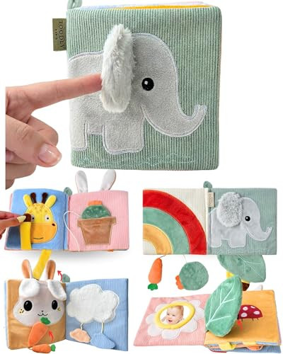 Toodly Cute Soft Baby Book with Mirror, Activities, Touch and Feel & Crinkle Pages - Interactive Sensory Cloth Toy for Babies 0-6, 6-12 & 12-18 Months - Adorable Animal Themes for Early Development | Amazon (US)