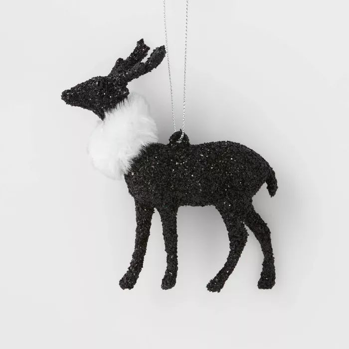 Glitter Deer with Fur Scarf Christmas Tree Ornament Black - Wondershop™ | Target