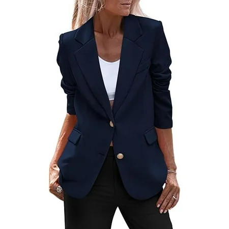 PRETTYGARDEN Women s Spring Fall Business Casual Blazers Long Sleeve Notch Lapel Trendy Work Office Blazer Jackets Outerwear | Walmart (US)