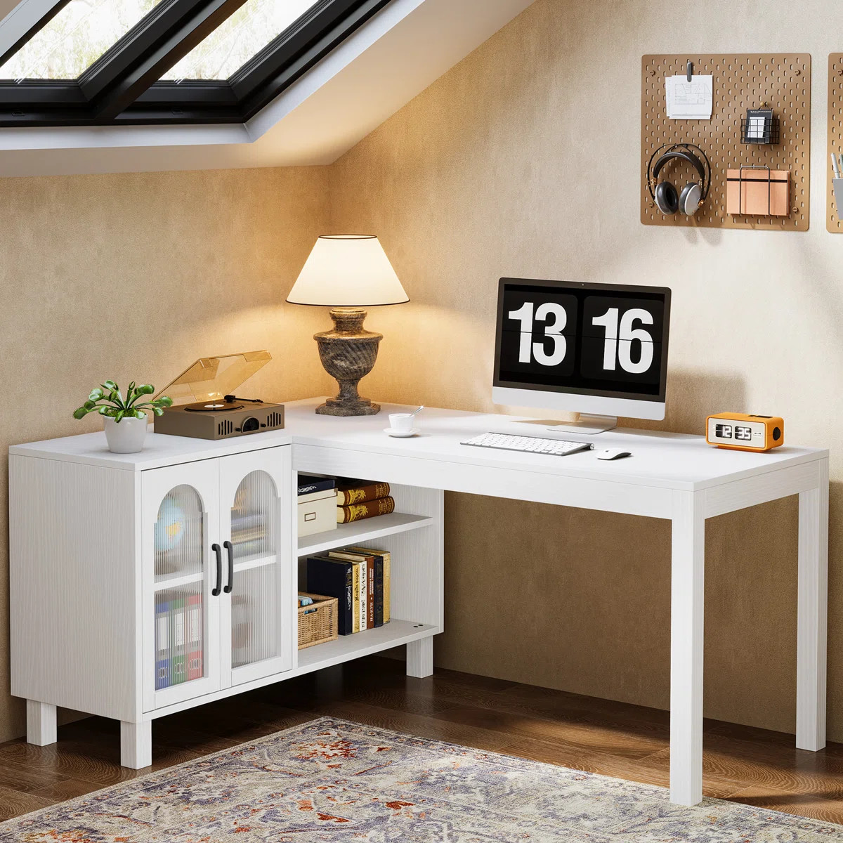 L Shaped Desk With Storage Cabinet, 59 Inch Corner Computer Desk Home Office Desk | Wayfair North America