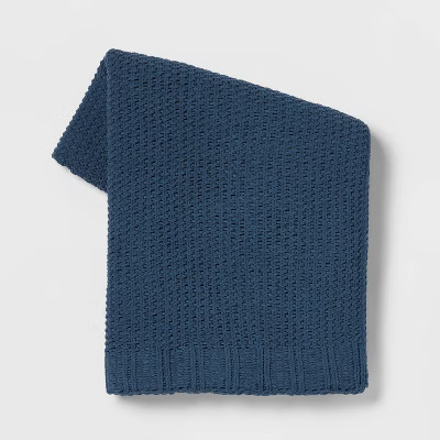 Solid Chenille Knit Throw Blanket Blue - Threshold™ | Target