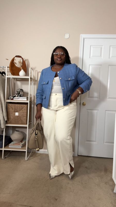 Wide leg pants cropped blazer, silver pumps, outfit of the day

#LTKfindsunder50 #LTKstyletip #LTKfamily