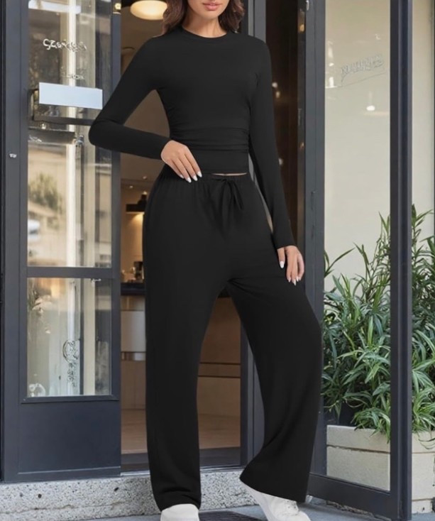 This 2 Piece Long Sleeve Wide Leg Lounge Set is that throw on and go essential. Easy, relaxed, and perfect for errands, lounging, or winding down for the night.

Stay comfy and cute, add to cart now.🖤✨

#LTKSeasonal #LTKU #LTKMidsize
