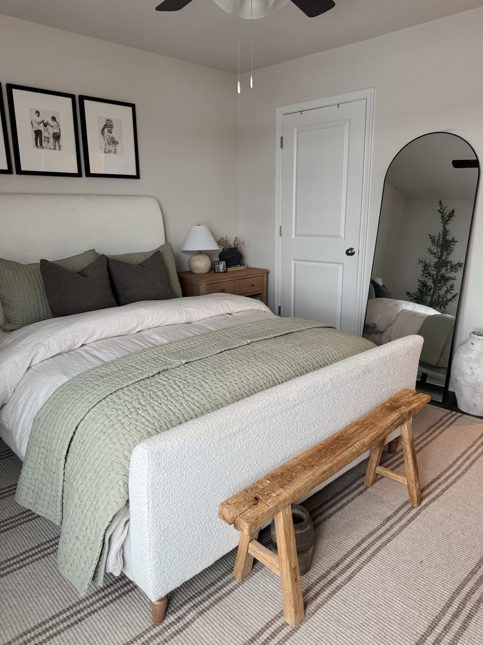 Soft, simple, and layered in all my favorite textures 🤍
Neutral bedding, earthy tones, and a cozy mix of wood + linen to make this space feel calm and lived-in.

Shop this bedroom on my LTK ✨
neutral bedroom decor • organic bedroom style • boucle bed frame • Walmart boucle bed • neutral bedding refresh • sage green bedding • wood bench bedroom • cozy bedroom ideas • layered bedding look • bedroom rug neutral • nightstand styling • affordable home decor finds 

#LTKSaleAlert #LTKHome #LTKSeasonal