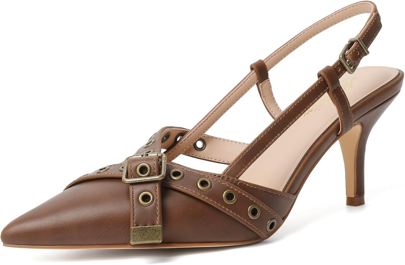 Mostrin Kitten Mules Heels for Women Pointed Closed Toe Heels Vintage Slip on Stiletto Dressy Pum... | Amazon (US)