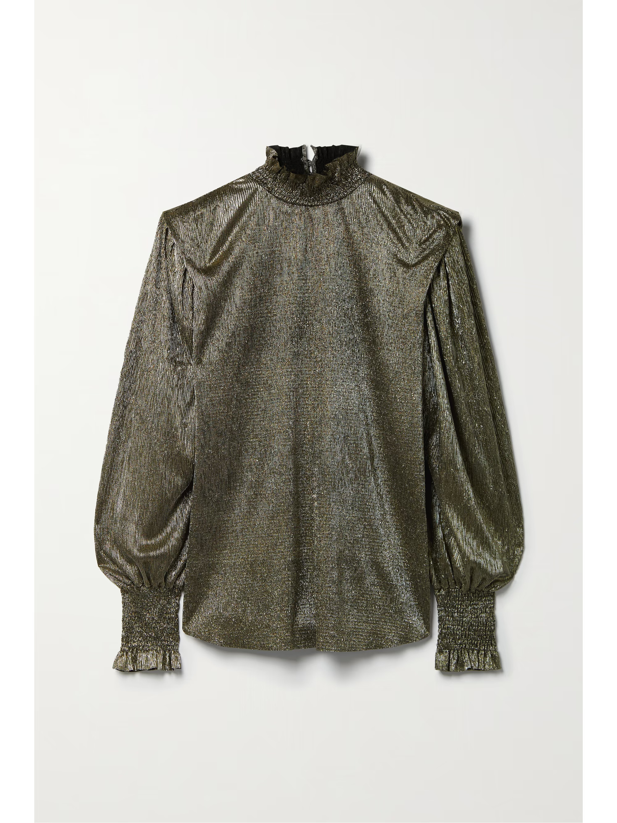 Noshi ruffled shirred stretch-Lurex blouse | NET-A-PORTER (US)