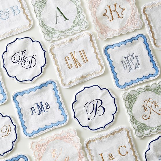 Bespoke Embroidered Coasters, Set of 4 | Mark and Graham