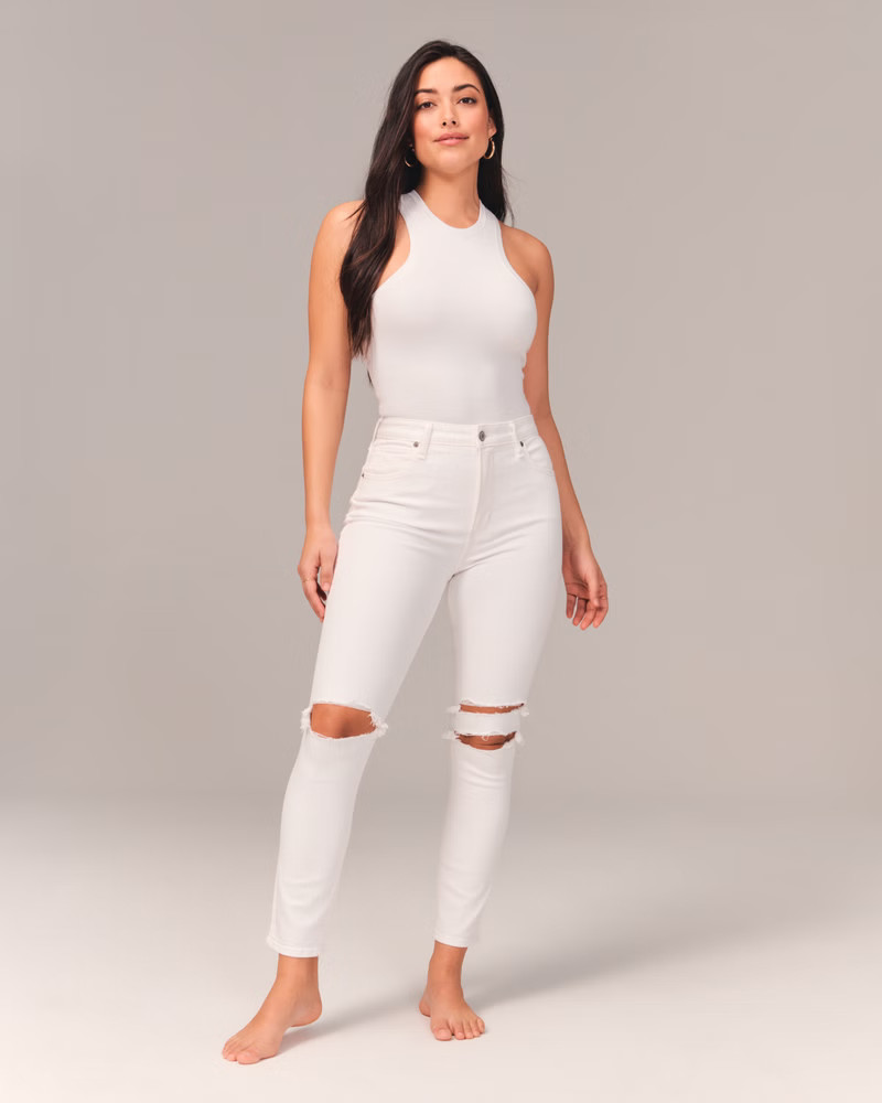 Women's Curve Love High Rise Super Skinny Ankle Jean | Women's Clearance | Abercrombie.com | Abercrombie & Fitch (US)