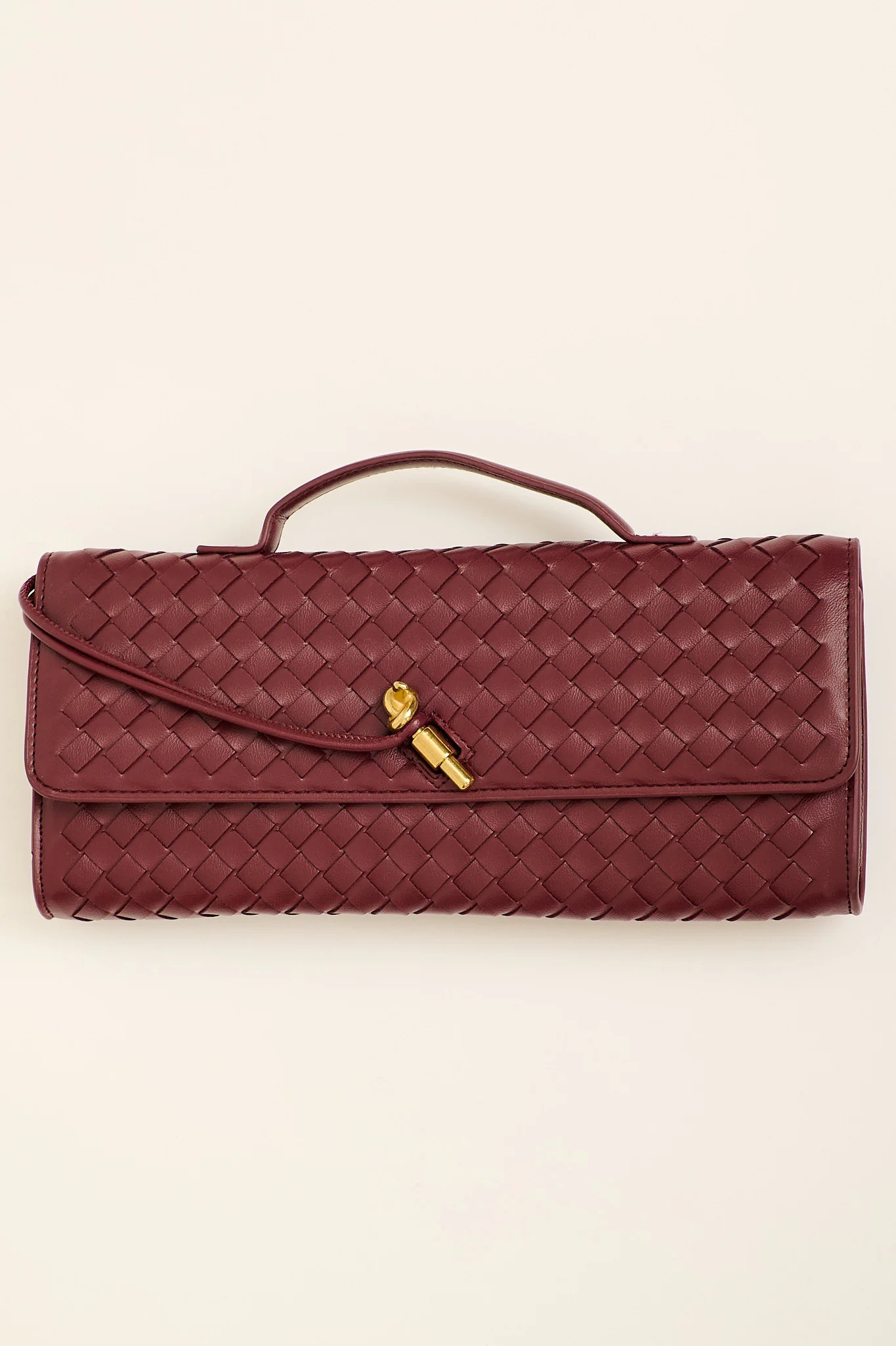 Juliette East West Woven Clutch Bag in Burgundy O/S | St.Frock AU