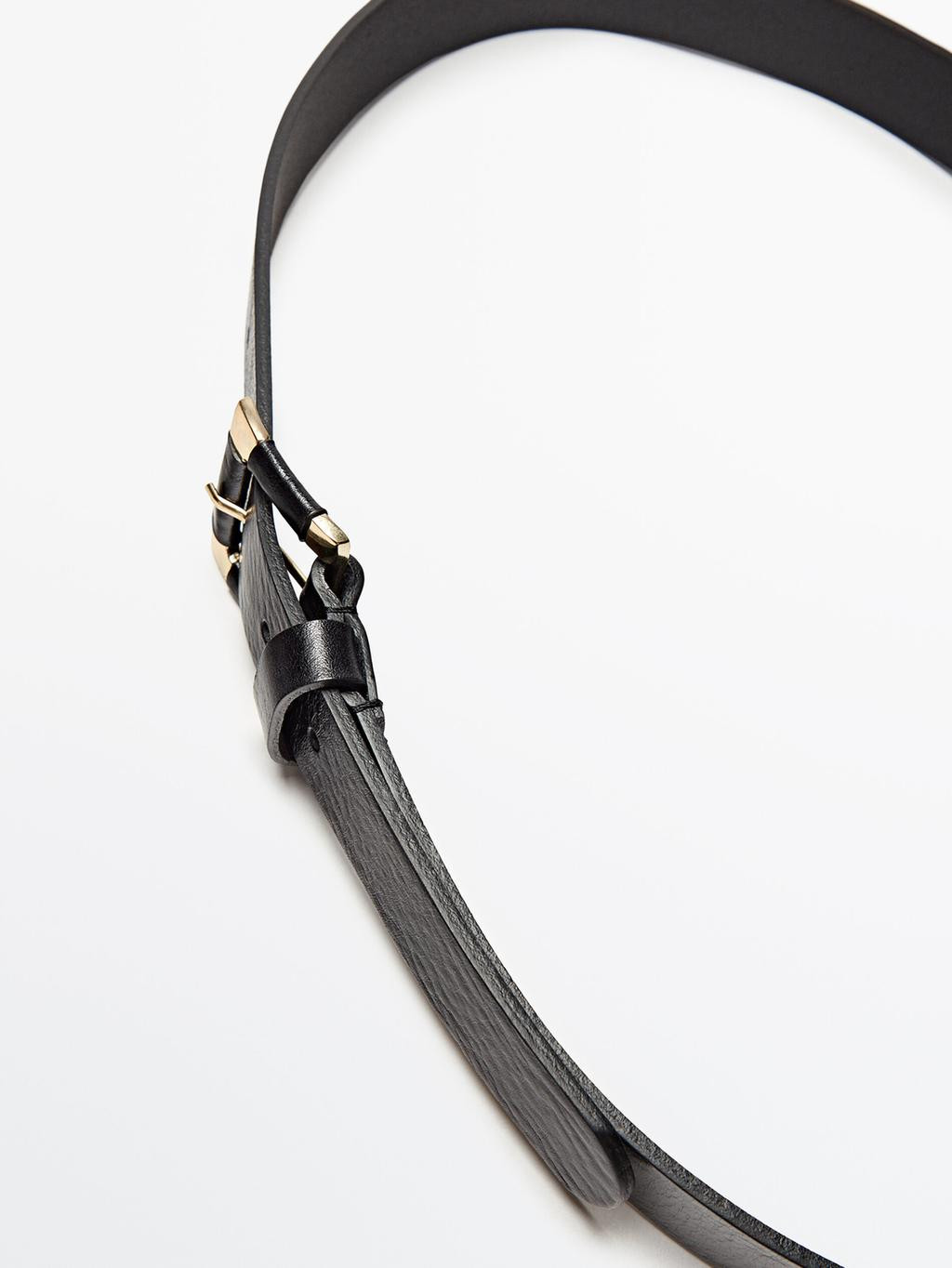 Leather belt with covered buckle | Massimo Dutti US
