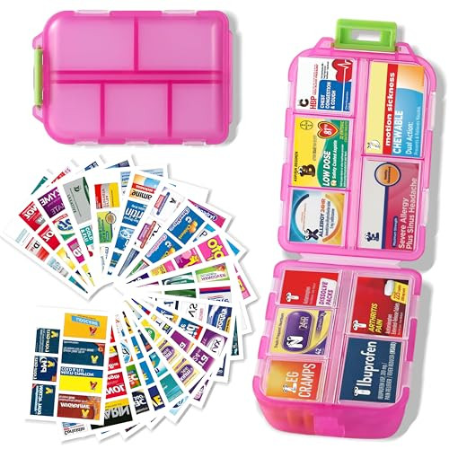 Large Pill Organizer with 161 Medicine Labels, Travel Pill Case | Amazon (US)