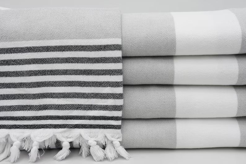 Beach Towel,Turkish Towel,Terry Towel,Black And Gray Towel,Pool Towel,Soft Towel,36"x67",Wedding ... | Etsy (US)