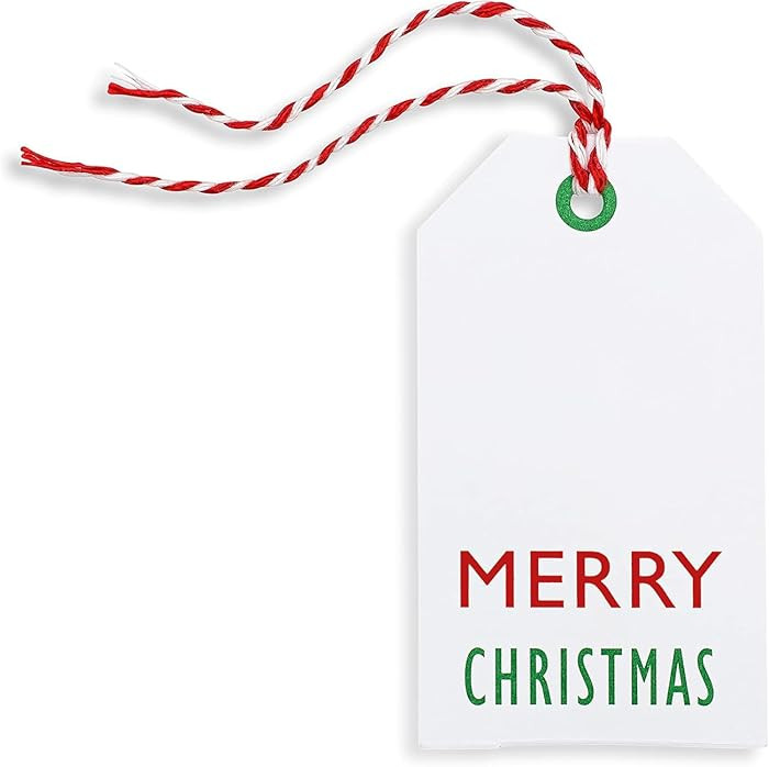 K-Kraft Christmas Gift Tags with String - 25-Pack - Festive Kraft Tags with Pre-Tied Red & White ... | Amazon (US)