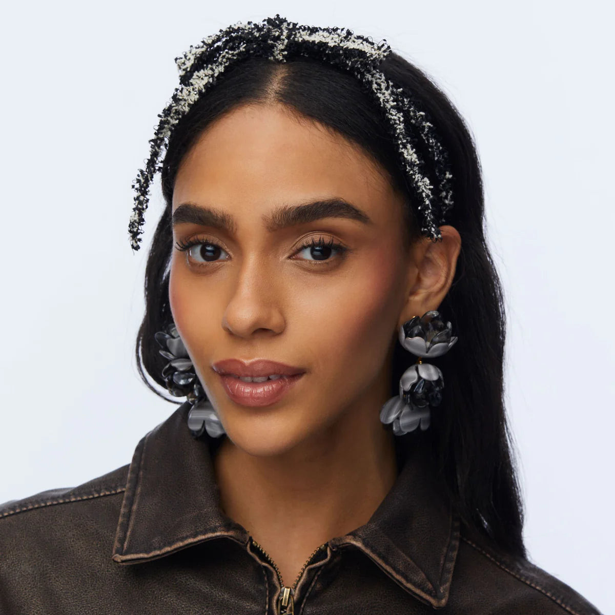 Lele Sadoughi Jet Tweed Bardot Ribbon Slim Headband | House of 29