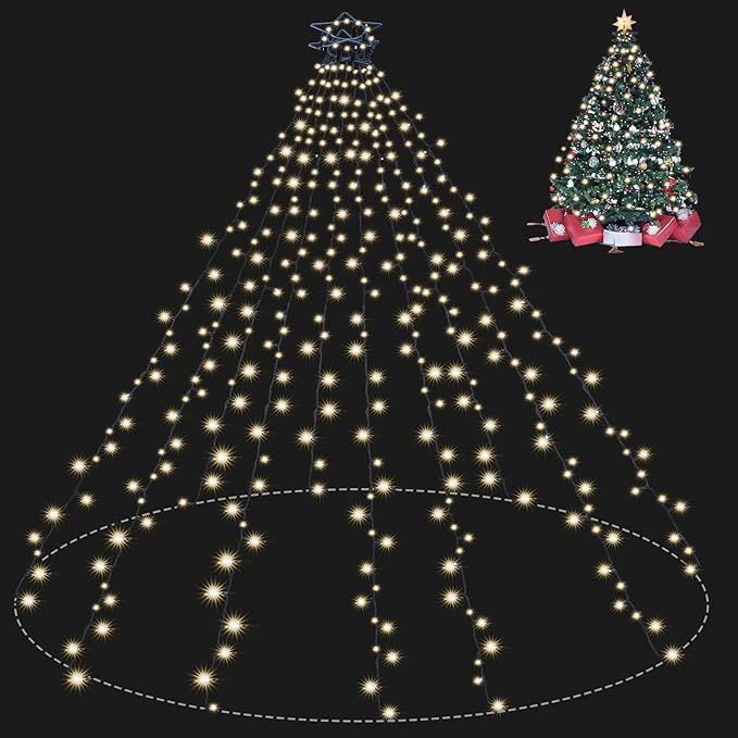 Christmas Tree Lights Christmas Lights Outdoor Indoor 400Led 9.84Ft 10 Lines Christmas Lights wit... | Amazon (US)