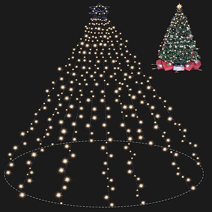 Christmas Tree Lights Christmas Lights Outdoor Indoor 400Led 9.84Ft 10 Lines Christmas Lights wit... | Amazon (US)
