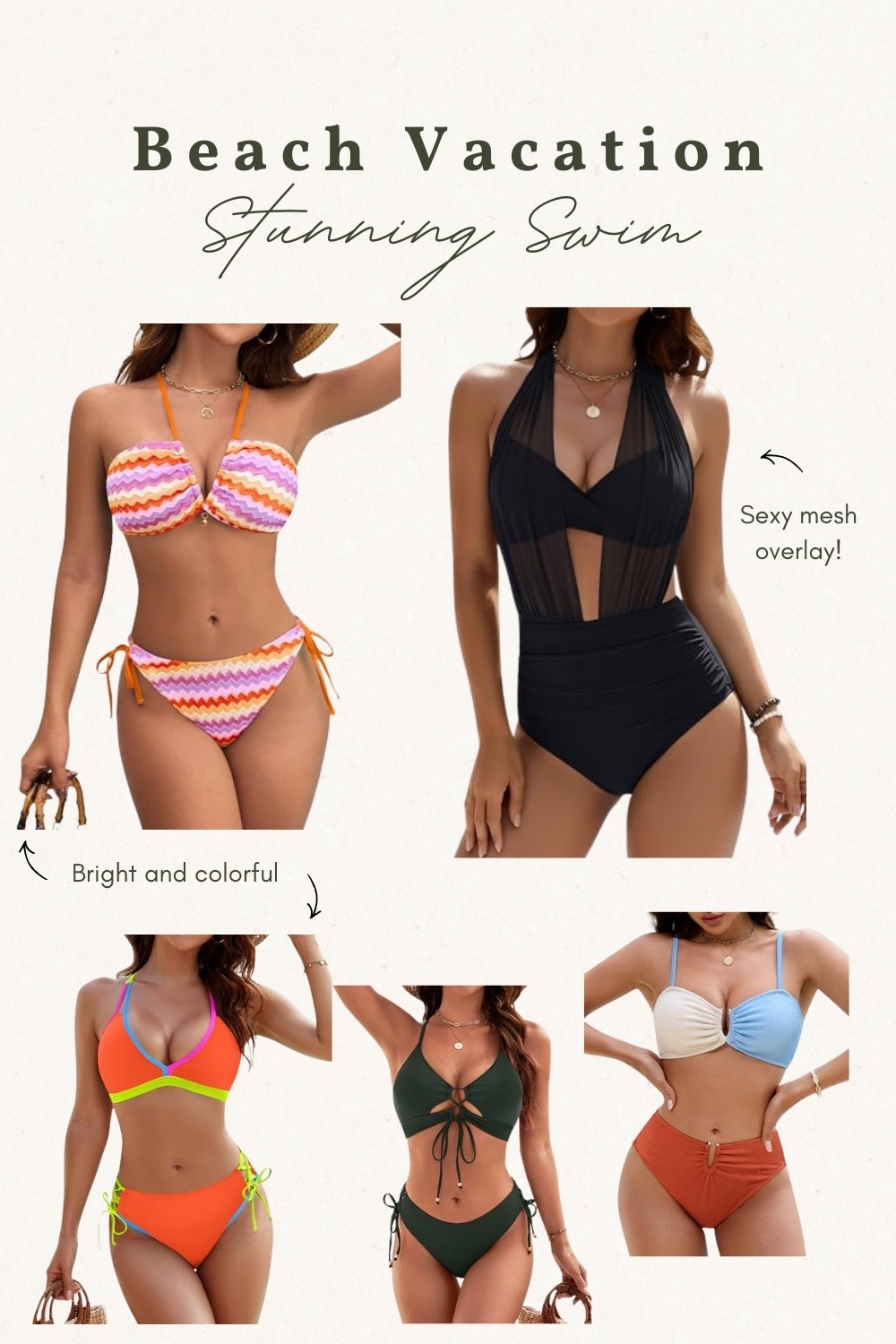 🏖️ Beach Vacation Stunning Swim 🏖️

👙 These swimsuits are made for feeling confident on vacation. Bright colors, flattering cuts, and fun details that stand out at the beach or pool.

🌞 From bold color-block bikinis to chic black mesh one-pieces, there’s a style here for every mood. I love having options that feel both fun and flattering.

🌴 Perfect for beach days, pool parties, cruises, and tropical getaways. Easy to mix and match and so good for photos.

🔍 beach vacation swim, swimsuits for women, bikini sets, one piece swimsuit, mesh swimsuit, colorful bikinis, vacation swimwear, tropical outfits, resort wear, poolside outfits, summer swim, beach style, flattering swimsuits, trendy swimwear, vacation wardrobe, beach fashion, summer outfits, island style

#LTKTravel #LTKFindsUnder50 #LTKSaleAlert