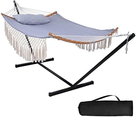 SUNCREAT Portable Hammock with Stand Included, Double Hammock with Curved Spreader Bar, Square | Amazon (US)