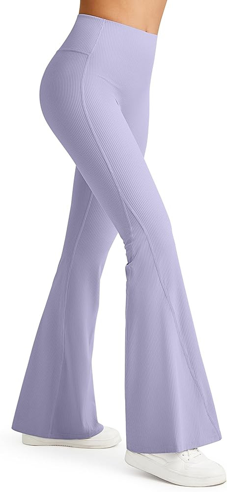 G4Free Ribbed Flare Yoga Pants for Women High Waisted Bell Bottom Leggings Tummy Control Petite/R... | Amazon (US)