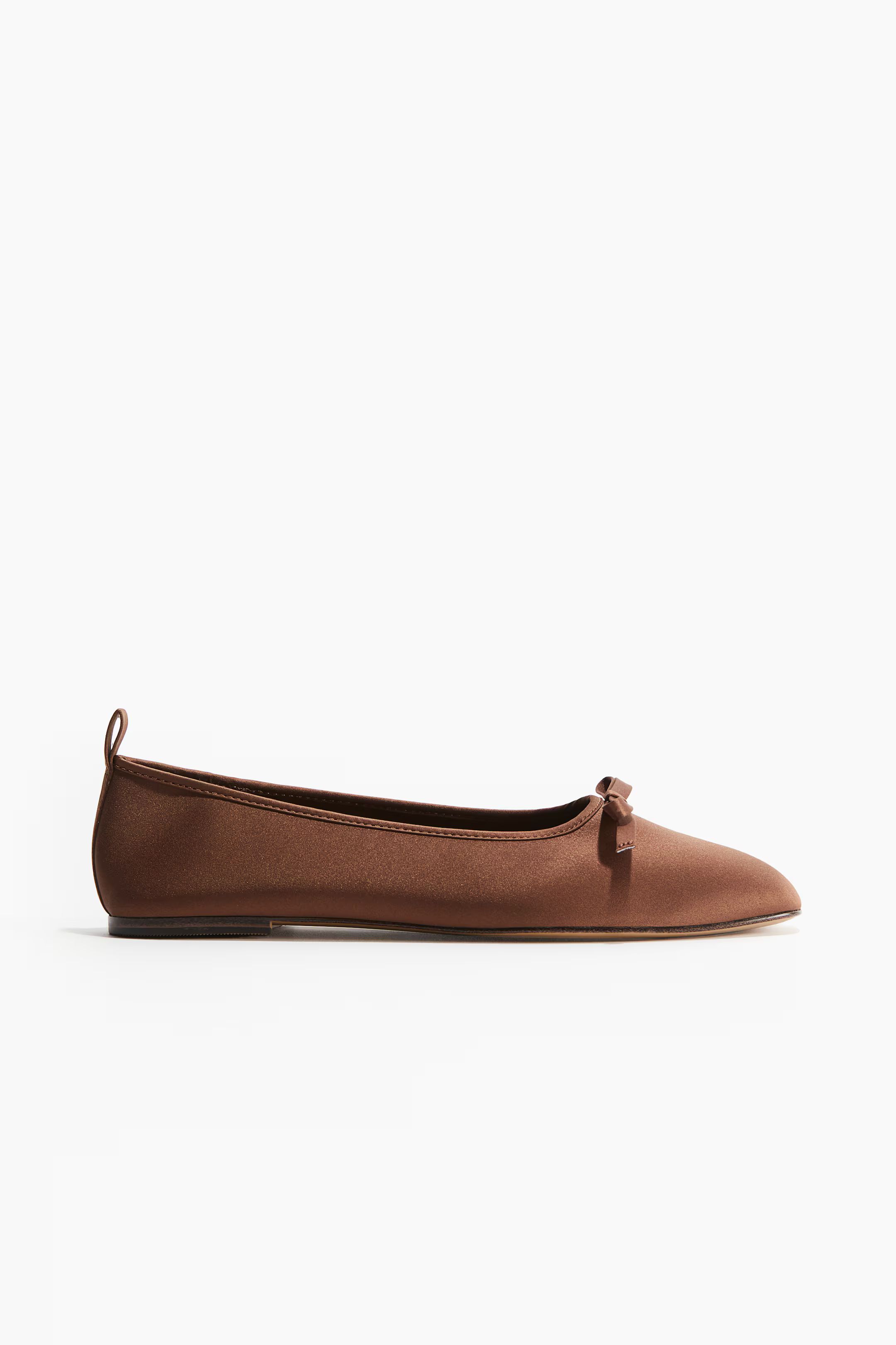 Bow-detail ballet pumps - No heel - Brown - Ladies | H&M GB | H&M (UK, MY, IN, SG, PH, TW, HK)