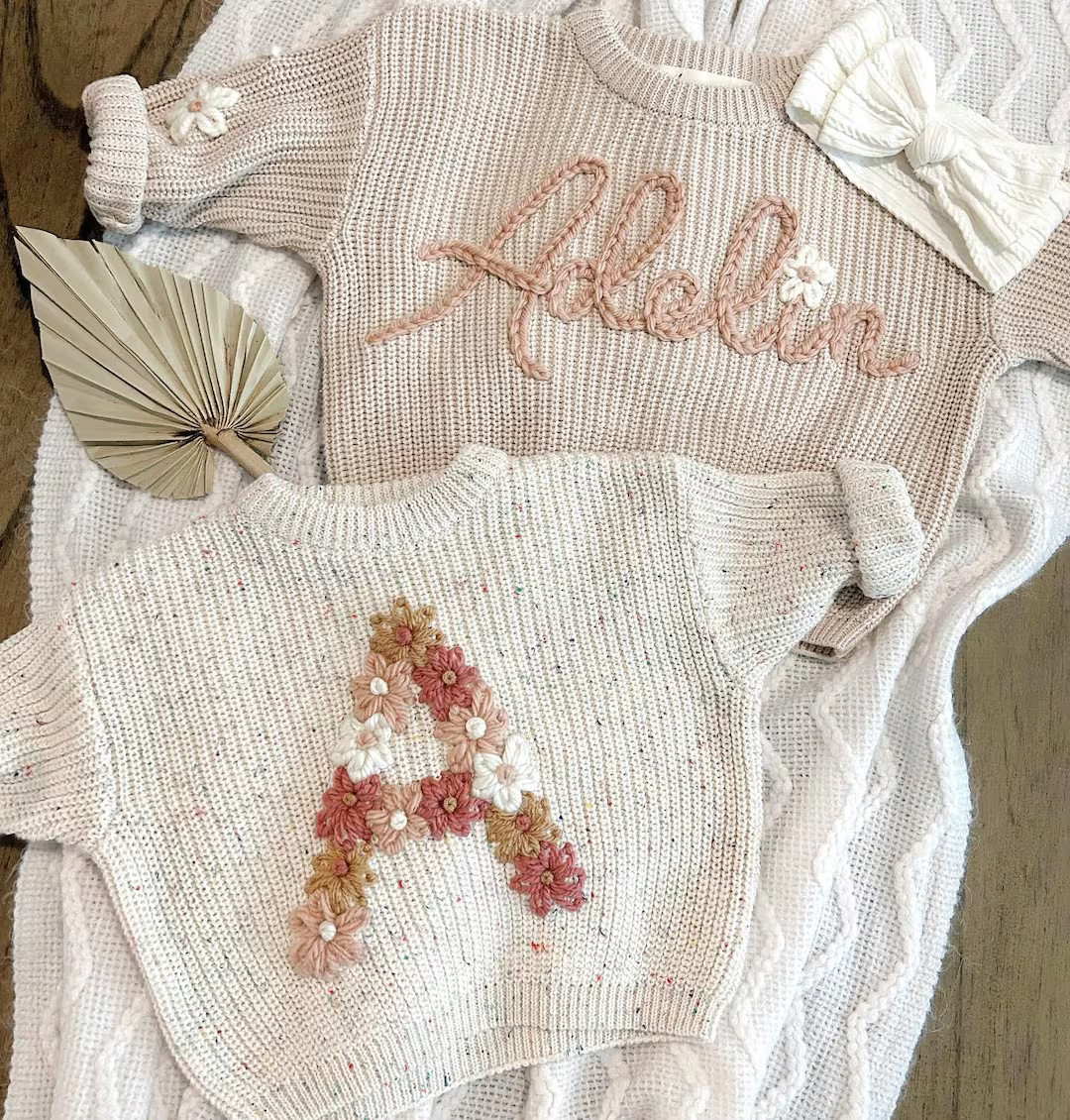 Custom Baby Name Sweater, Personalized Knit Sweater, Newborn Sweater With Name, Hand-embroidered ... | Etsy (US)