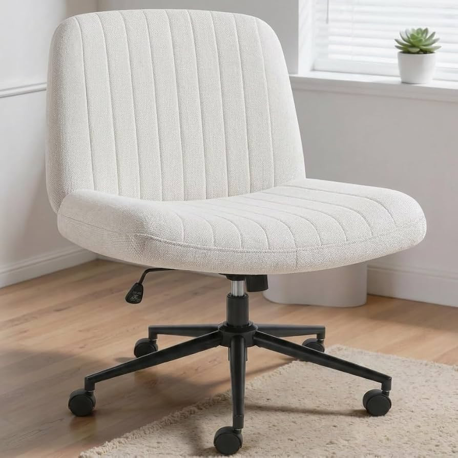 Shintenchi Criss Cross Chair,Cross Legged Office Seat with Wheels Armless Swivel Vanity Chair,Hei... | Amazon (US)