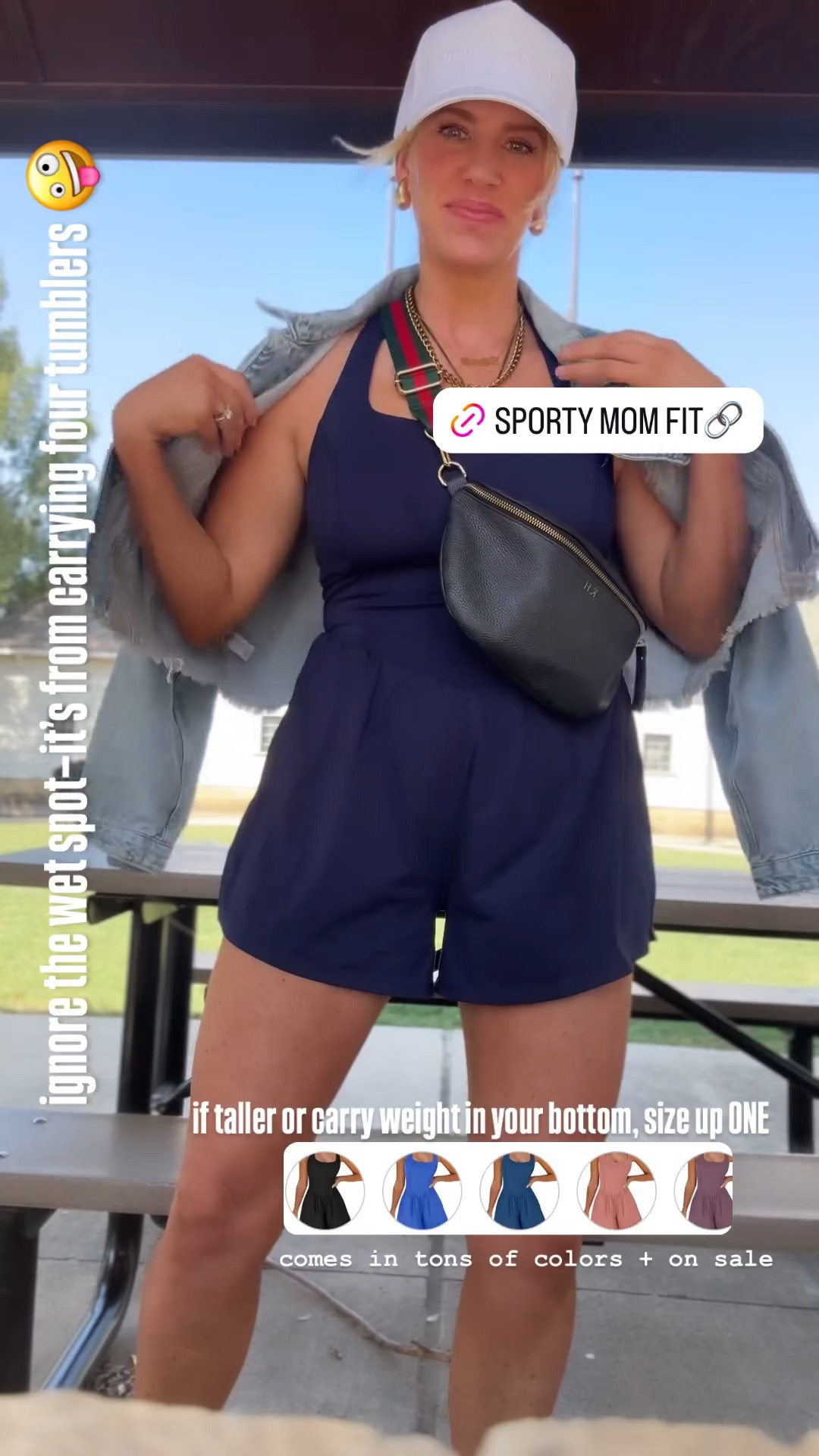 Sporty mom fit for baseball Saturdays⚾️🧢 
Romper fits tts unless you carry weight in your bottom or run long torso/stride—I sized up to a medium for stride 
Comes in tons of colors 
Hat linked 🧢 

#LTKFitness #LTKFindsUnder50 #LTKStyleTip
