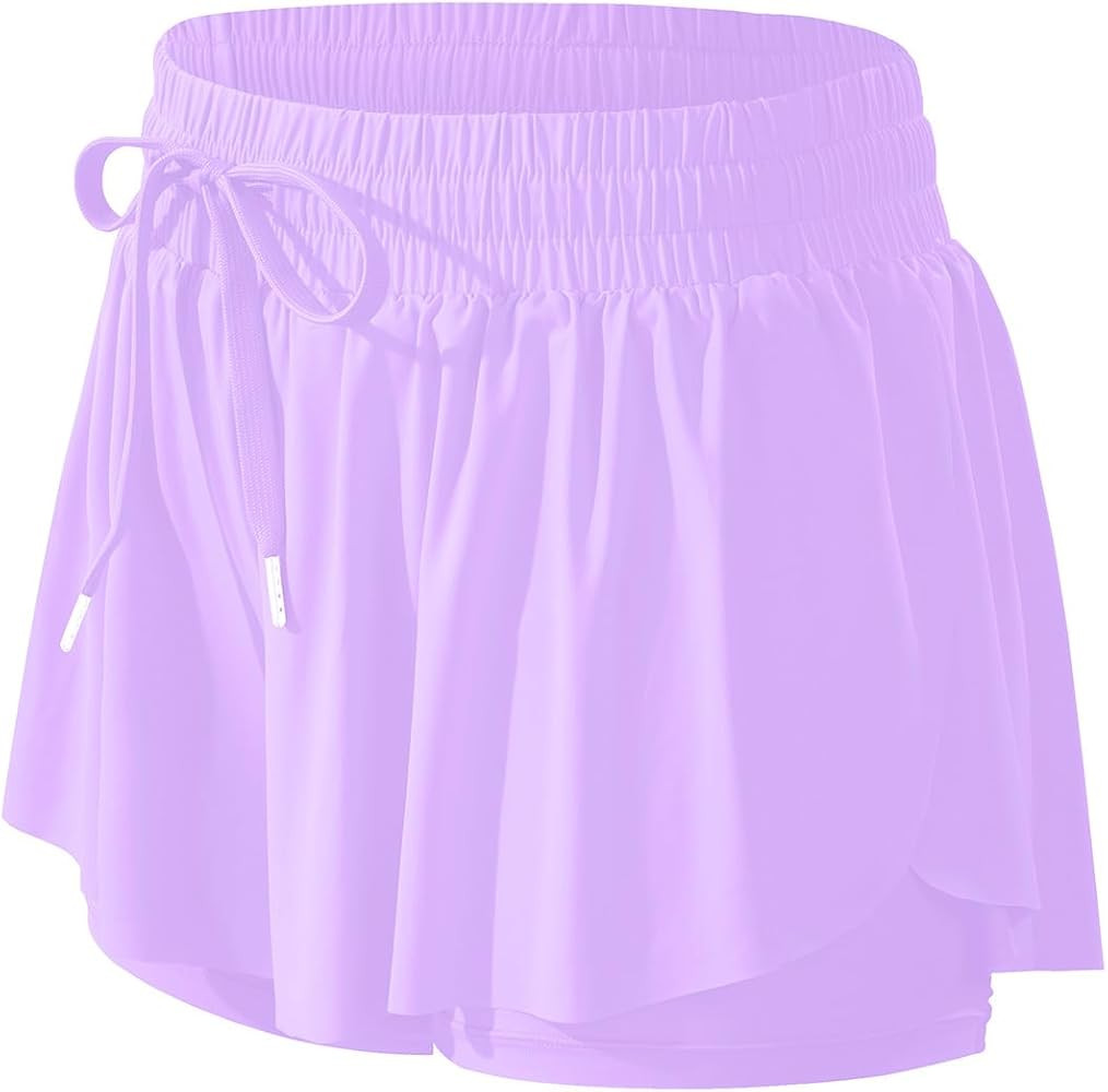 Holipick 2 in 1 Flowy Running Shorts for Women High Waisted Athletic Shorts Workout Spandex Butte... | Amazon (US)