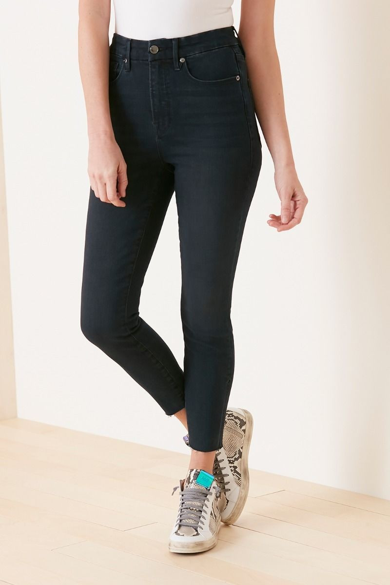 GOOD AMERICAN Good Waist Crop Raw Hem | EVEREVE | Evereve