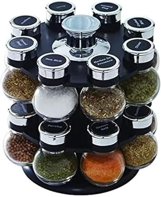 Kamenstein 16 Jar Ellington Revolving Countertop Spice Rack with Lift & Pour Caps and Spices Incl... | Amazon (US)
