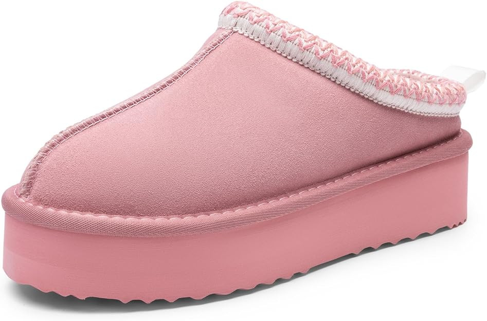DREAM PAIRS Women's Platform Slippers Genuine Suede Slip-on Warm FuzzyEasy Autumn Winter Fluffy C... | Amazon (US)